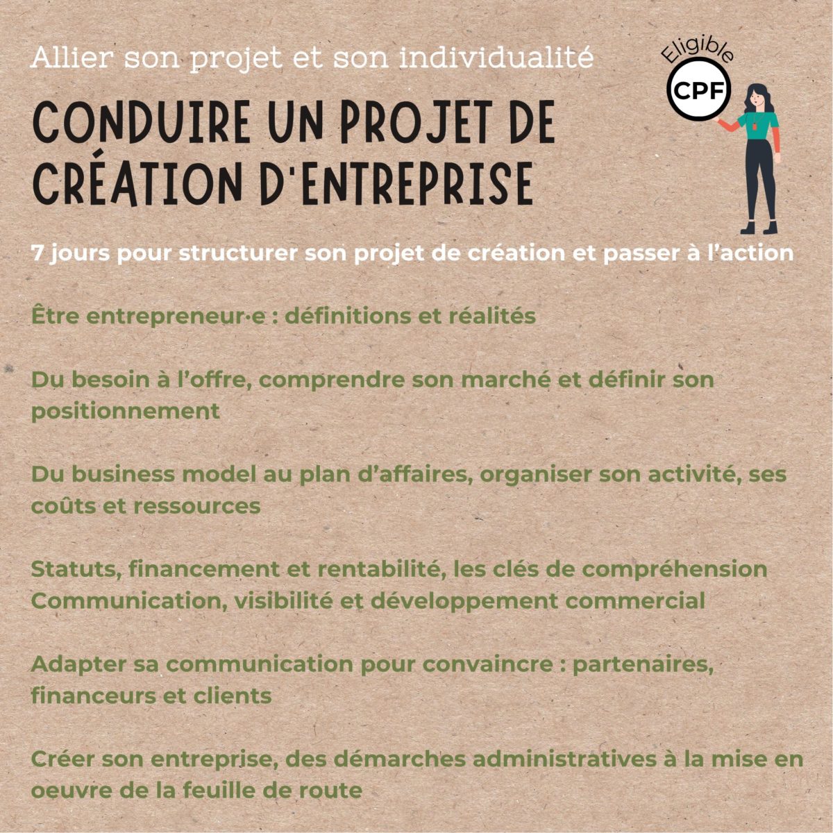 Formation « Conduire un projet de création d’entreprise »